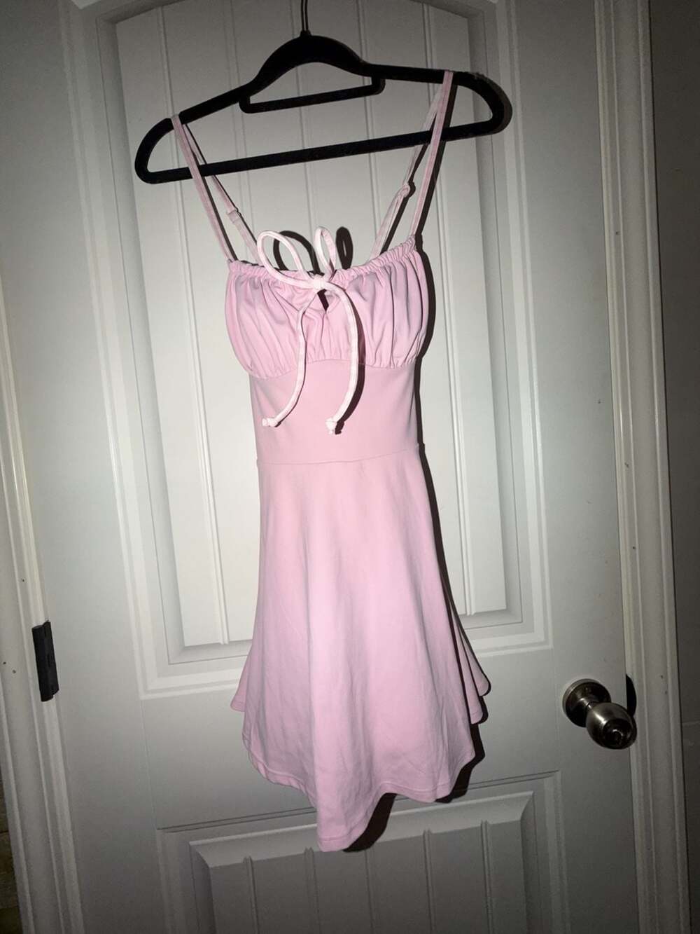 Blogilates Tie Front Twirl Dress in Light Pink